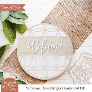 Welcome Sign Svg, Door Hanger Svg, Front Door Svg, Round Sign Svg, Glowforge Svg, Welcome Sign File, Laser Cut Files