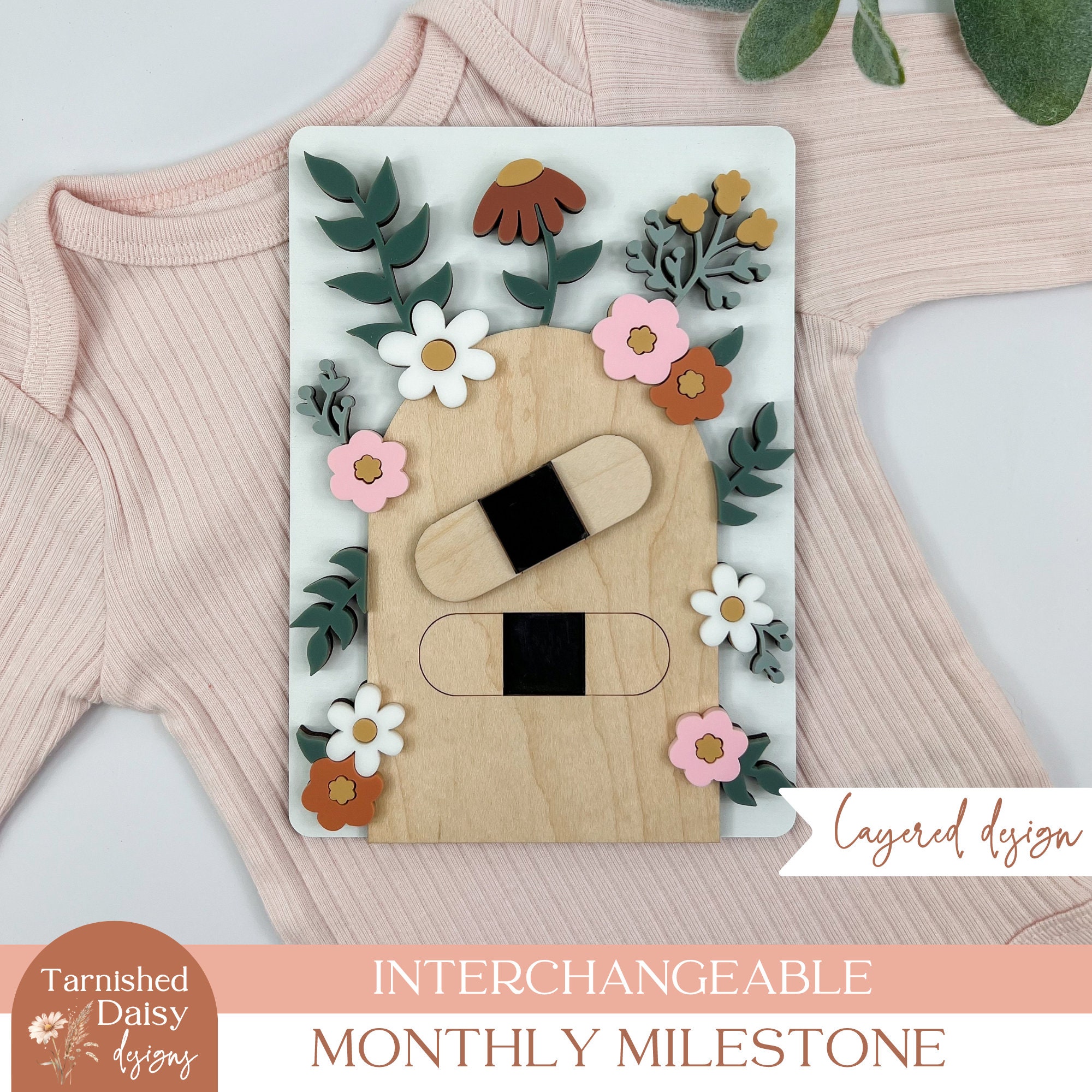 SVG Floral Interchangeable Monthly Milestones Laser Cutting File, Baby ...
