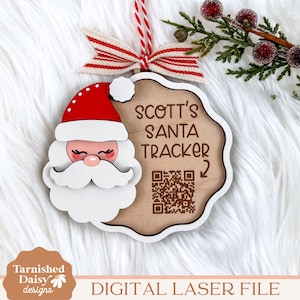 Ornement de Noël SVG Santa Tracker, Père Noël ornement de Noël SVG, ornement de compte à rebours de Noël SVG, fichier laser père Noël, fichier découpé au laser
