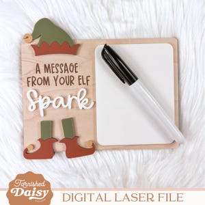 SVG エルフ メッセージ ボード ファイル、ドライ イレース エルフ メッセージ ボード、Glowforge クリスマス レーザー ファイル、クリスマス エルフ、魔法の再利用可能なエルフの小道具