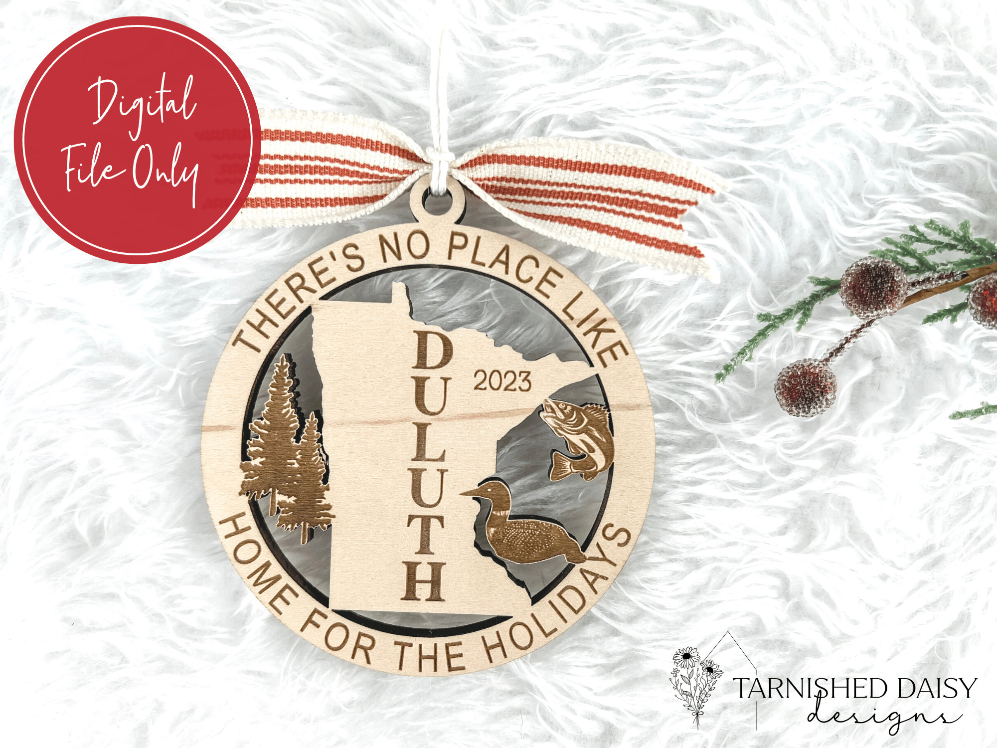 Minnesota Christmas Ornament Glowforge Svg, There's No Place Like Home Ornament Svg, Minnesota Laser File, Minnesota Zip Code Svg