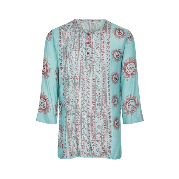 Indian Cotton Om Kurta Top Shirt Summer Muslin