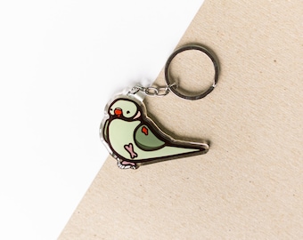 Alexandrine Parrot Acrylic Keychain - custom parrot keychains, cute acrylic keychains, parrot accessories