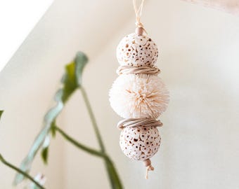Large Sola Puff - natural hanging bird toy for cockatiels, conures, budgies, small & medium parrot toy