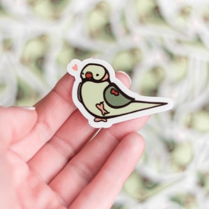 Mini Alexandrine Parrot Sticker - 2&quot; matte vinyl sticker, cute parrot sticker, waterproof sticker, bird stationary