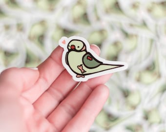 Mini Alexandrine Parrot Sticker - 2" matte vinyl sticker, cute parrot sticker, waterproof sticker, bird stationary