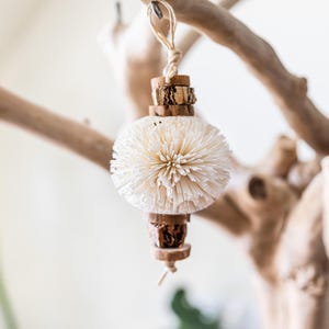 Sola Puff - natural hanging bird toy for cockatiels, conures, budgies, and small & medium parrots