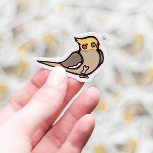 Mini Cockatiel Vinyl Sticker - 2&quot; waterproof vinyl sticker, bird sticker, stationary, cockatiel sticker, cute bird sticker