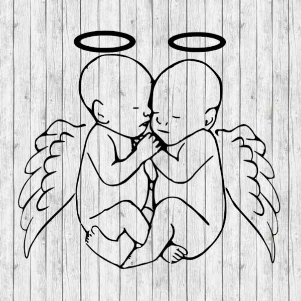 twin infant angels - Infant loss - SVG and PDF File Only