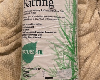 NEW Nature-fil bamboo batting generous queen 50/50 blend machine quilting batting 100“ x 116“ organic cotton and bamboo