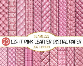 Seamless Light Pink Leather Digital Paper | Embossing, Real Textures, Rustic, Pattern, Planner Paper, Background, Scrapbooking, Stitch Marks