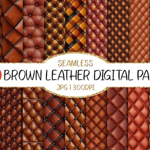 Seamless Brown Leather Digital Paper | Embossing, Real Textures, Rustic, Pattern, Planner Paper, Backgrounds, Scrapbooking, Stitch Marks