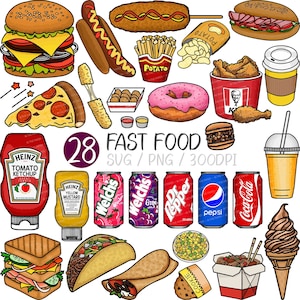 Fast Food SVG / Junk Food PNG, Clip art, Menu, PNG, Hamburger, Corn Dog, Hot Dog, Pizza, Ketchup, Panino, Mais morbido, Biscotto, Taco, Pollo