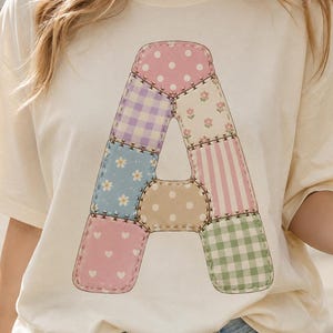 Letter A Patchwork | PNG cute fabric quilted alphabet initial Tshirt Goodnote  sticker clip art