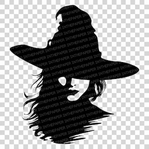 Halloween Witch Face | SVG EPS PNG Sublimation TShirt Design Silhouette Line Art Black Hat Woman Spooky Costume Grim Graphic Outline Print