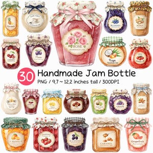 Puede incluir: Colección de 30 botes de mermelada hechos a mano, cada uno con una etiqueta y diseño de tapa únicos. Sabores incluyen fresa y mora. Las botellas miden aproximadamente 24,6 a 30,9 cm de alto.