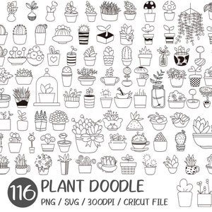 PFLANZEN-DOODLE | Blume png, Cute Doodle, Blumentopf, Blumentopf, gute Noten Aufkleber, Kawaii Pflanzenaufkleber, Mega Bundle, Malseiten, Sptout