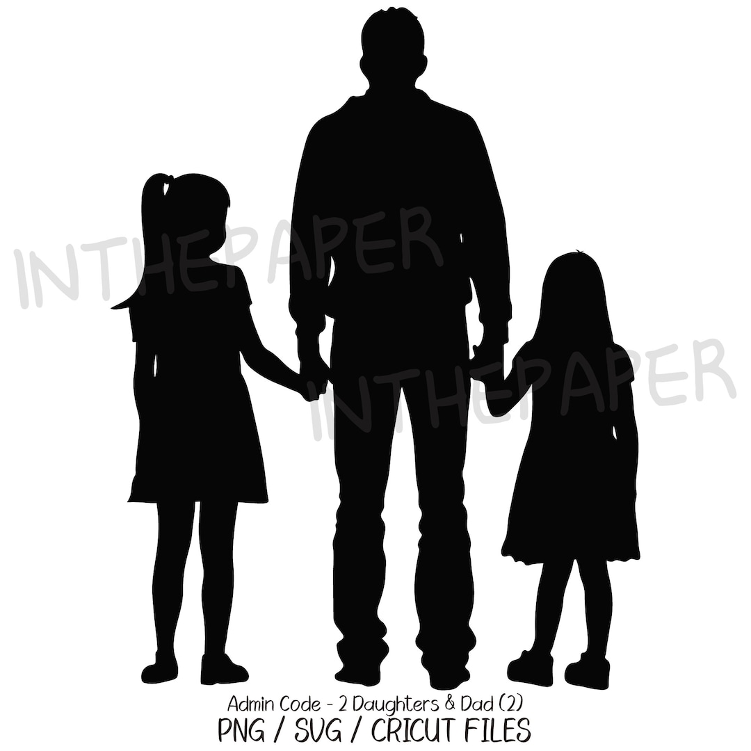 Dad Holding Hands With His Two Daughters | Father's Day PNG, Silhouette ...