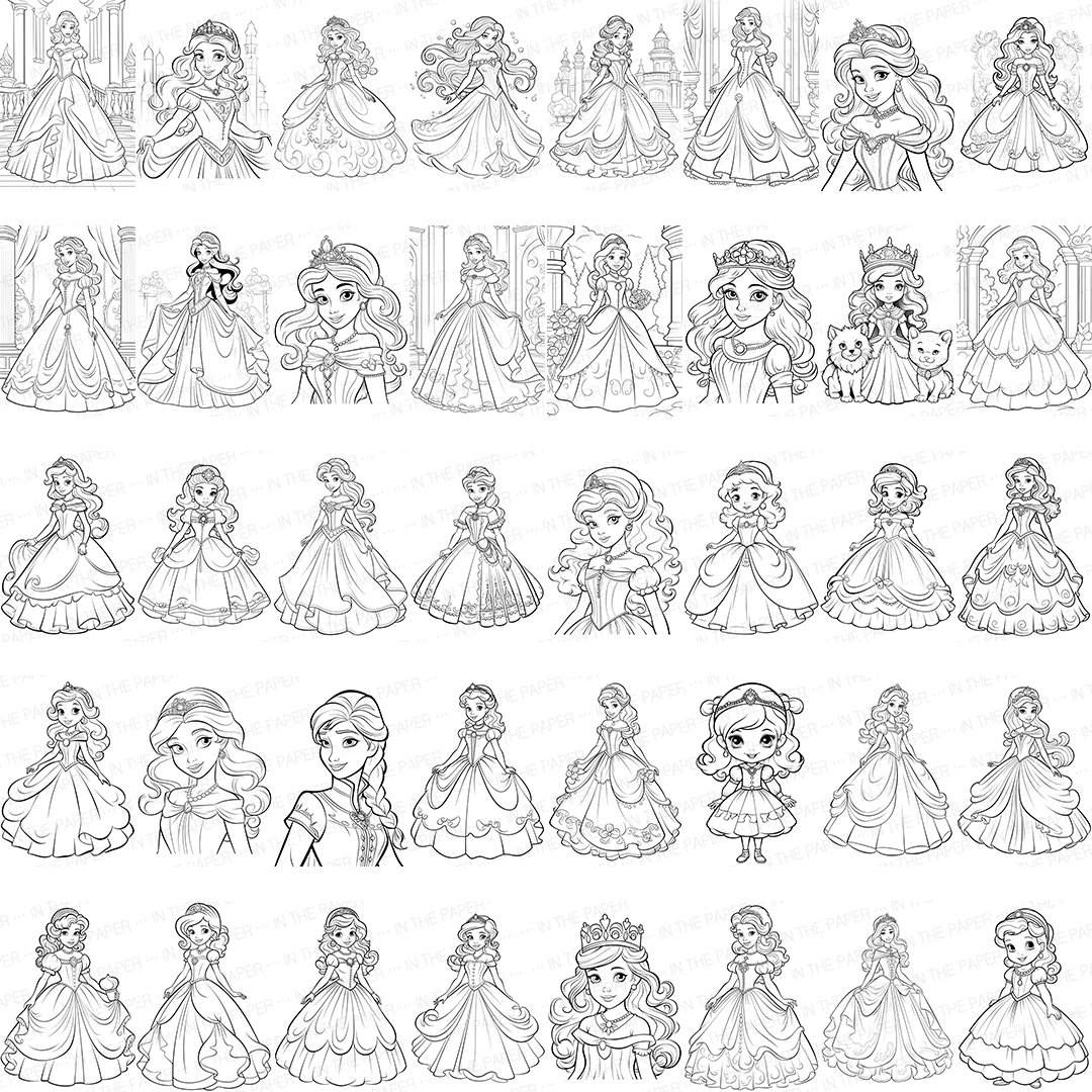 200 Princess Coloring Pages for Kids | Cute Queen Ribbon Crown Jewels ...