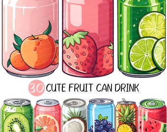 Cute Fruit Can Drink PNG | Juice Clipart Soda Lemon Lime Cherry