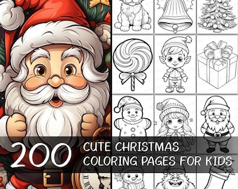 200 Christmas Coloring Pages for Kids Cute Christmas Animals Santa Snowman Gingerbread Cookie