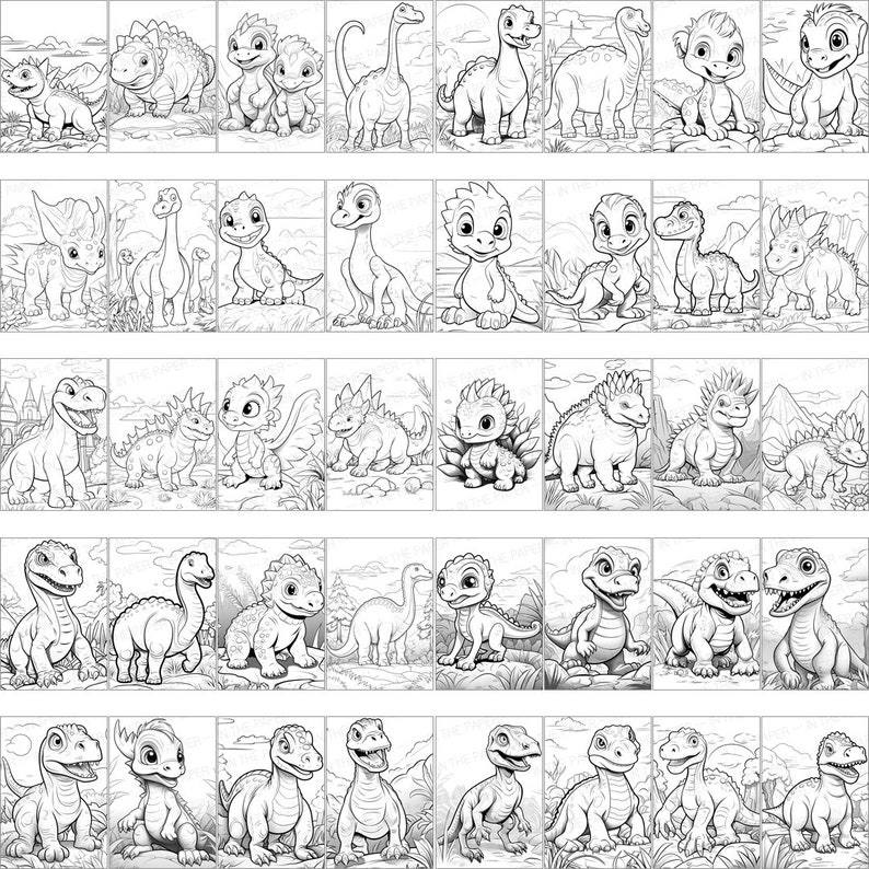 200 Dinosaur Coloring Pages for Kids | Cute Baby Book Children ...