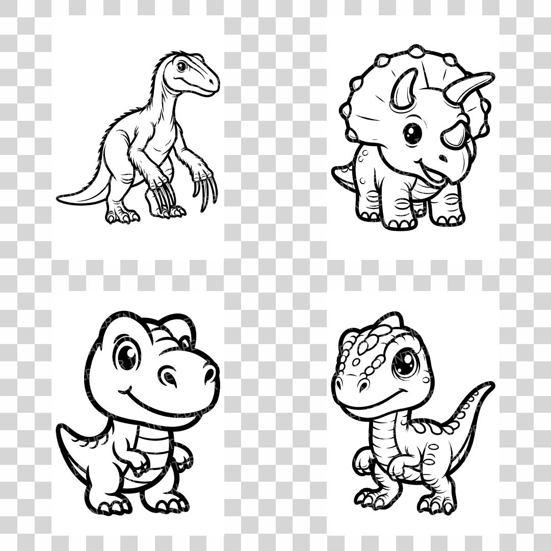 Cute Dinosaur Coloring Pages | Kids Cartoon Line Art Prehistoric Animal ...