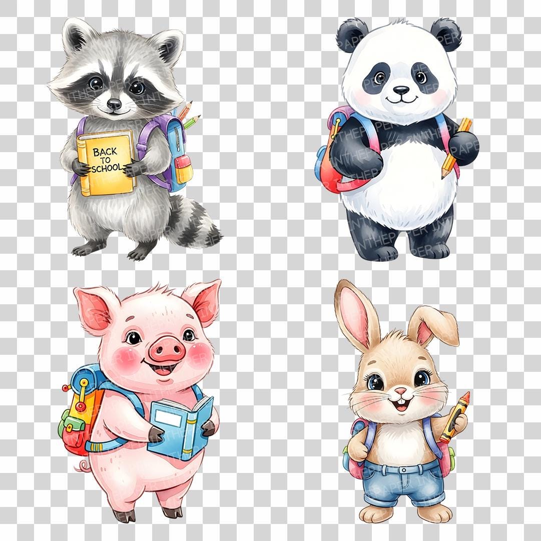 Back to School Cute Animal | Watercolor Dog Fox Monkey Koala Bear ...