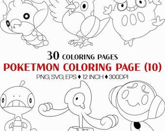 Pokemon Coloring Papers | For Kids PNG SVG Blackline Animal Outline Cartoon Bundle Baby Pokédex Evolution Page Book Sawk Throh Munna Audino