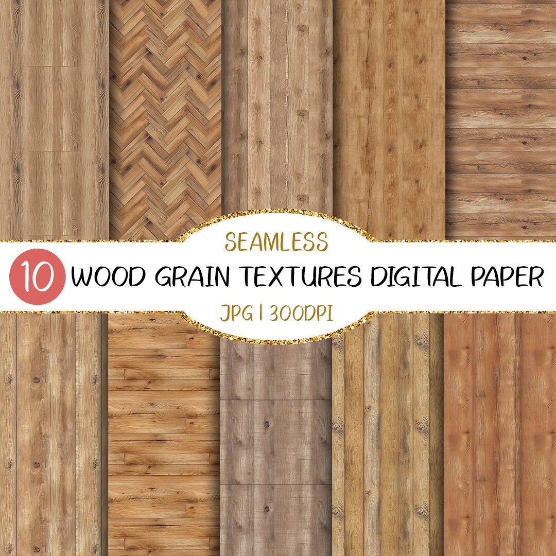 Seamless Light Brown Wood Grain Textures Digital Papers | for ...