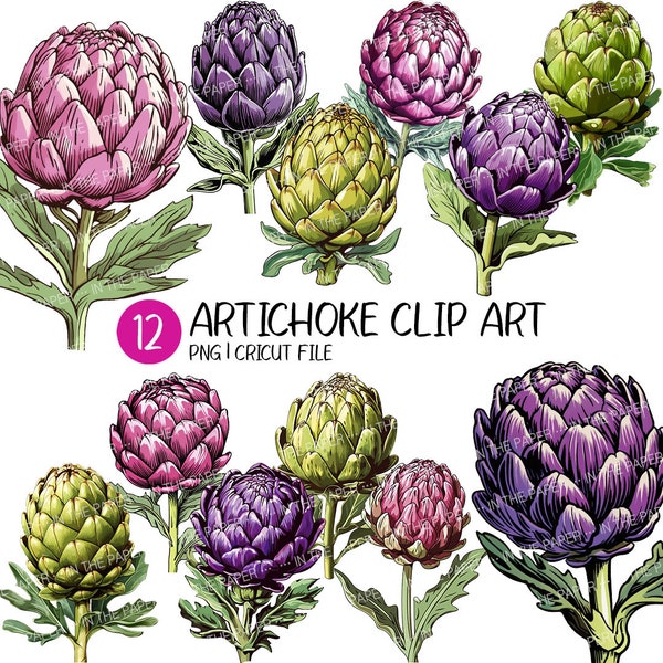 Artichoke PNG | Clip Art, Plant, Print, Vegetable, Decor, Wreath, Heart, Circular Wreath, Flower, Design, Cricut, Sublimation