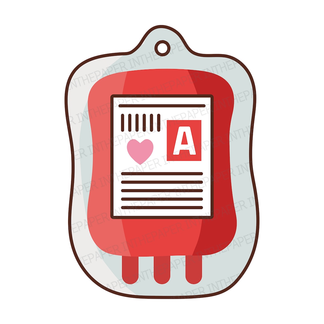 Adorable Type A Blood Transfusion Pack PNG, SVG, Blood Donation Pack, Health, Medical