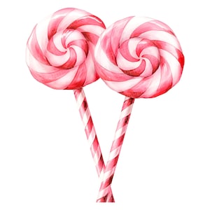 Lecca lecca di canna di Natale PNG / Clip art acquerello Caramelle a strisce Modello carino Dolci accoglienti Decorazioni digitali affascinanti