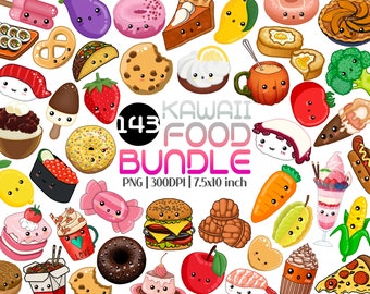 Comida kawaii / PNG Clipart Lindo Sushi Comida rápida Donut Helado Galleta Vegetal Fruta Postre Planificador Álbum de recortes Pegatina Diario Manualidades Diseño