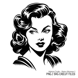 Rétro femme élégante noire Silhouette SVG | Années 70, 80, 90, Vibes vintage PNG Perm Girl nostalgique élégante beauté Illustration Art Design
