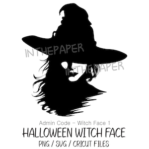 Halloween Witch Face | SVG PNG Black silhouette line Clip art black and white witch hat woman ghost princess deco upper body