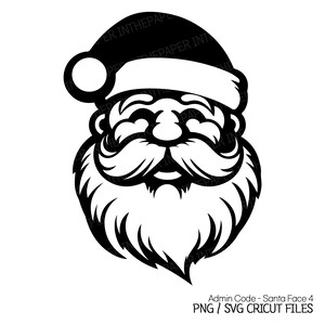 Babbo Natale faccia nera silhouette SVG / Natale PNG Clikp Art Holiday Design cappello di pelliccia vettore carino kawaii occhio sorriso