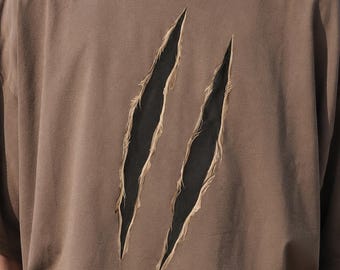 Claw Slash Fabric Tears | PNG Halloween spooky horror monster scratch markup Tshirt sticker clip art