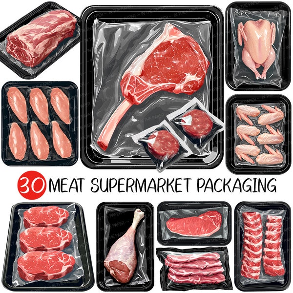 Meat Supermarket Packaging PNG | Raw Chicken Beef Pork Turkey Lamb Steak Rib Polyethylene Pacing Sirloin Tenderloin Breast Tomahawk Clipart