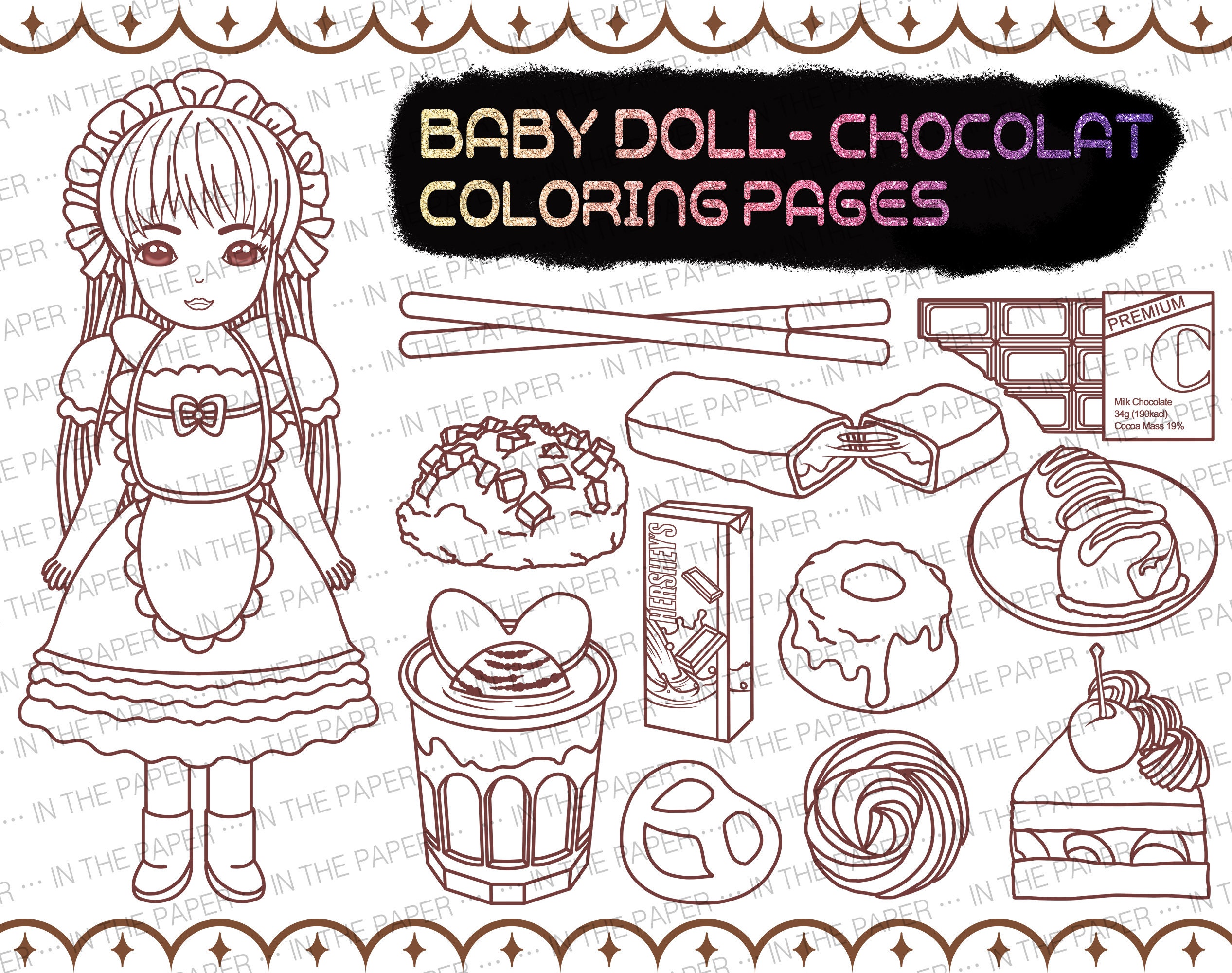 COLORING PAGES Baby Doll Png Chocolat Digital Download Etsy