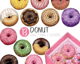 Donut SVG | PNG, Dessert, Clip art, Sweet, Dessert, Chocolate, Pink, Illustration, Design, Art, Deco, Gift Box, Food, Cute, Baking, Cake