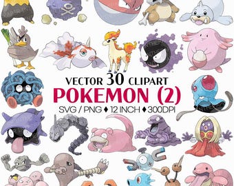 Pokemon SVG | Animal PNG Cartoon Bundle Scyther Gengar Onix Cubone Chansey Tangela Exeggcute Slowpoke Goldeen Staryu Mr Mime Jynx Kangaskhan