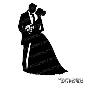 Hochzeit SVG | Ehe PNG paar Hochzeitskleid Smoking Bouquet Ohrringe Brötchen Haar elegant schwarz Silhouette Mann Frau Linie Kunst Vektor Clip Art