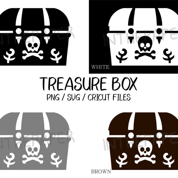 Treasure chest SVG | Treasure Chest PNG, Pirate, Scraps, Silhouette, Black And White, Cricut Files, Clip Art, Line Art, Digital, Vector