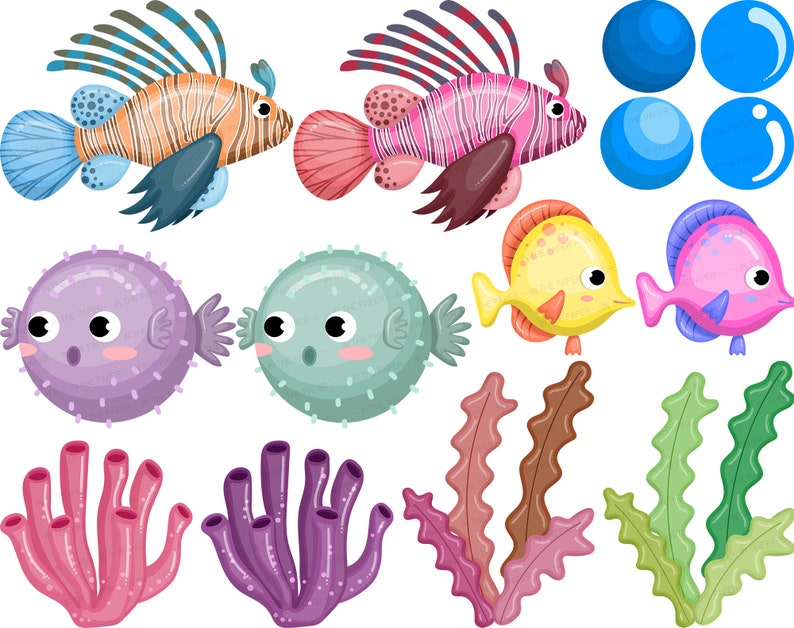 Animaux marins SVG | Poisson mignon PNG Requin Clip art raie pastenague ...