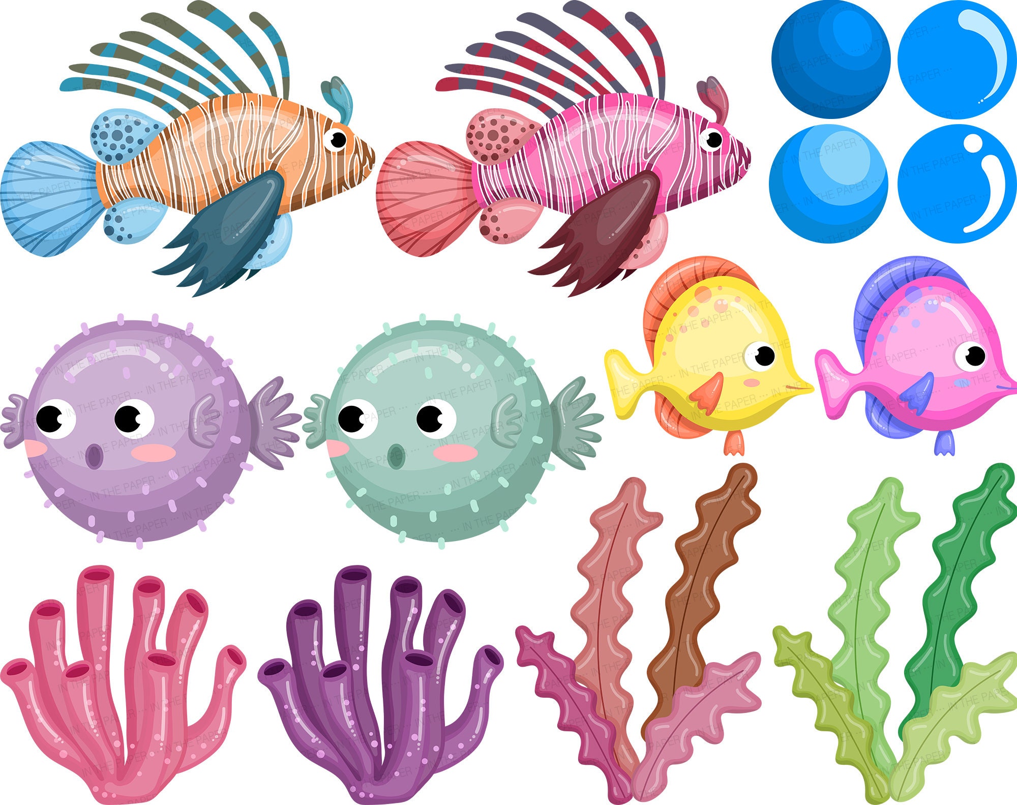 Sea Animals SVG | Cute Fish PNG Shark Clip Art Stingray Octopus ...