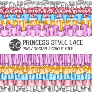 ENCAJE PNG / Volante Clip art Volante Borde arrugado Patrón de estilo princesa Decoración dibujo a mano Lindo Kawaii Estilo japonés Adorable Bonito