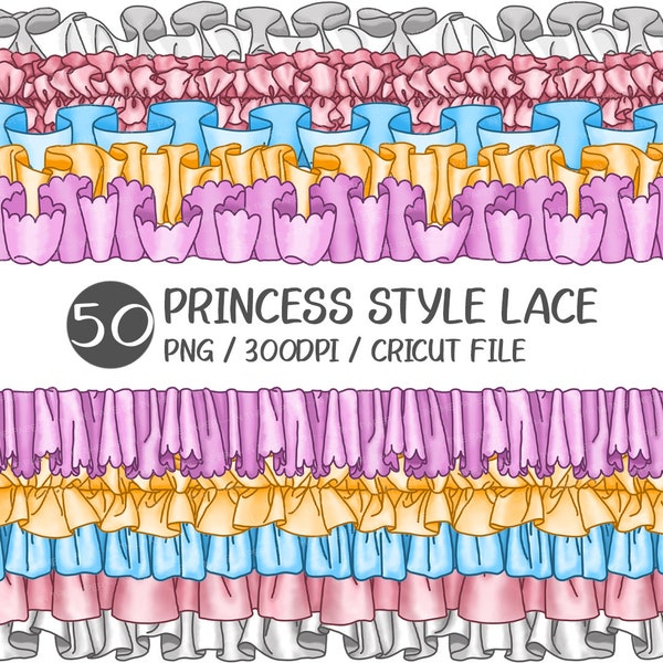 LACE PNG | Ruffle Frill Wrinkled Lace Border Princess style pattern Decoration hand drawing Cute Kawaii Japan Style Adorable Pretty Clip art