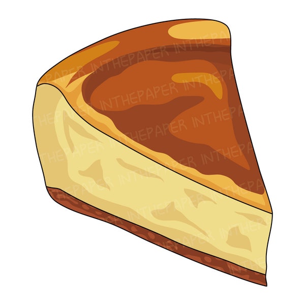 Gâteau au fromage basque SVG | Dessert PNG EPS clipart mignon illustration dessin à la main fromage à la crème pâtisserie boulangerie morceau de pain gâteau triangle