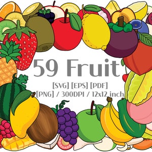 OWOCE png svg clipart tropikalny lato cytryna jabłko brzoskwinia kiwi arbuz ananas truskawka wiśnia papaja winogrono banan mango kokos pomarańcza